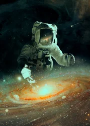 Astronaut over galaksen