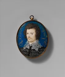 Portræt af en ung mand, 1588 (vellum lagt på kort)