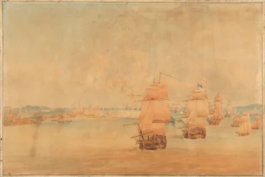 Pocock, den engelske flåde passerer Sundet den 28. marts 1801