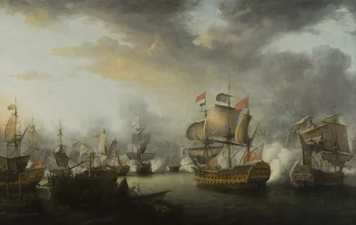 Slutningen af slaget om de hellige, ca. 1782 (olie på lærred)