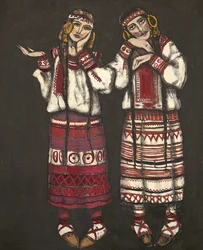 Kostumedesign til balletten The Rite of Spring Le Sacre du Printemps af I. Stravinski, 1930