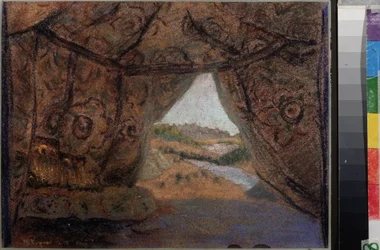 Forberedende scene til operaen La Pskovitaine (Jomfruen fra Pskov) af Nicholas (Nikolai) Rimsky Korsakov (1844-1908). Værk af Nicholas Roerich (1874-1947), pastel på pap