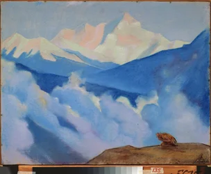 Himalaya (Tibet). Værk af Nicholas Roerich (1874-1947), tempera på pap