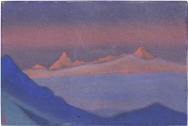 Tangla La par Roerich, Nicholas (1874-1947). Tempera på pap, størrelse: 30,5x45,7