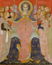 Sankt Ursula og hendes jomfruer, ca. 1410 (tempera og guld på træ)