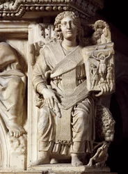 St John Baptist, hjørnestatue fra prædikestolen, Baptistery of St John