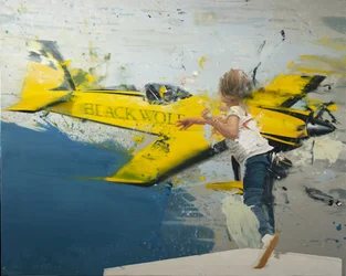 Boldkastende fly, 2022 (olie på lærred)