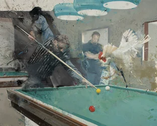 Billard med hane II, 2022 (olie på lærred)