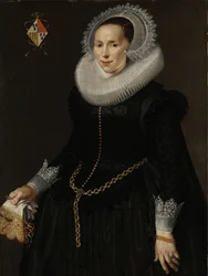 Portræt af Johanna Le Maire, kone til Pieter van Son, ca. 1622-29 (olie på panel)