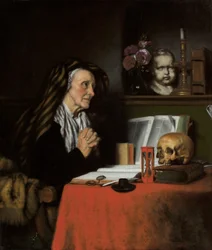 En gammel kvinde i bøn, ca. 1655