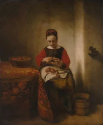 Ung kvinde skræller æbler, ca. 1655.