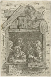 Fem kvinder i et vindue