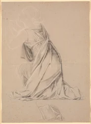 Studie til den knælende figur, der symboliserer Holsten på Christian I-billedet til Christiansborg