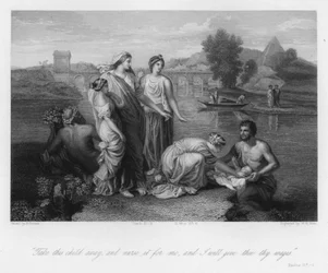 Fundet af Moses, Anden Mosebog II, 9 (gravering)