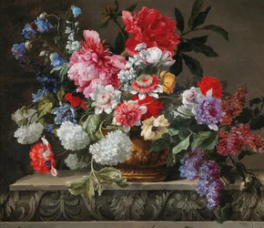 Stilleben af roser, tulipaner, anemoner og syren, anden halvdel af 1600-tallet.