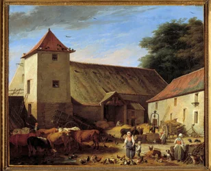 Bondegårdsmaleri af Nicolas Lepicie (1735-1784) 1784 søn. 0,64x0,77 m Paris musee du Louvre