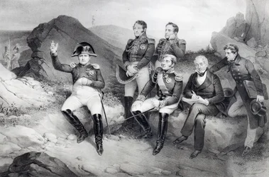 Kejser Napoleon I (1769-1821) dikterer sine erindringer til Emmanuel Las Cases (1766-1842) på St. Helena, 1860