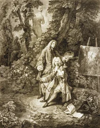 Herrer fra Jullienne og Watteau i en park efter maleri af Watteau