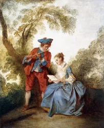 Et par der laver musik i et landskab,