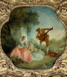 La lecon de musique Maleri af Nicolas Lancret (1690-1743) 1700-tallet søn. 0,89x0,9 m.