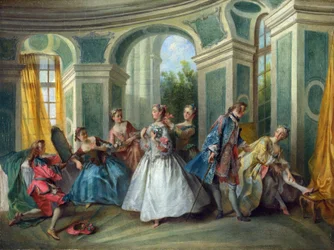 Lancret, Nicolas (1690-1743) Menneskets fire aldre: Ungdom Olie på lærred Rokoko ca 1735 Frankrigs Nationalgalleri, London 34,3x45,3 maleri