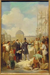 Napoleon III besøger byggepladsen for det nye Louvre