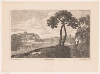 Landskab med et kloster ved floden