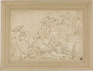 Scene med nymfer og satyr