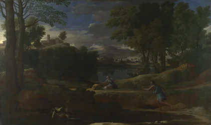 Landskab med en mand dræbt af en slange, 1648
