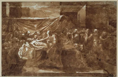 Den ekstreme salvelse. Tegning af Nicolas Poussin