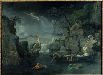 Vinter eller syndflod. Maleri af Nicolas Poussin (1594-1665), cirka 1660-1664. Mål: 1,18 x 1,60 m.