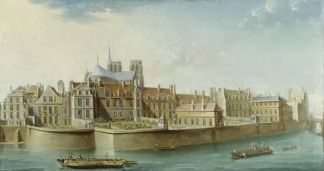 Le Cloître Notre-Dame, set fra Île Saint Louis (quai d