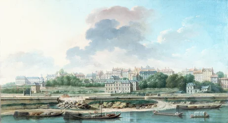 Le Quai et le Village de Passy, vue de la rive gauche, en 1757 (olie på lærred)
