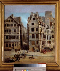 Kabareten Udsigt over en gyde og en bys aktivitet i det 18. århundrede. Maleri af Nicolas Jean Baptiste Raguenet (1715-1793) 1751. Karnevalsmuseum