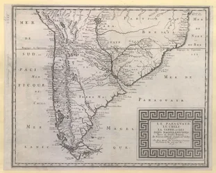 PARAGUAYR. CHILE. LA TERRE, et LES ISLES MAGELLANICQUES. Taget fra forskellige relationer / Af N. SANSON d