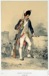 Medlem af den franske garde (14. juli 1789). Gravering af Nicolas Toussaint Charlet (1792-1845)