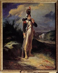 Portræt af en grenader af vagten Portræt af en gnaven af vagten af Napoleon Bonaparte. Maleri af Nicolas Toussaint Charlet (1792-1845) 1842 søn. 0,81 x 0,65 m