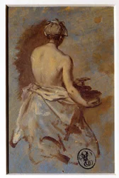 Studie af kvinden fra bagsiden Tegning af Nicolas Vleughels (1668-1737) 1700-tallets Paris, Louvre-museet