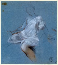 Studie af draperi på kroppen Tegning af Nicolas Vleughels (1668-1737) 1700-tallets Paris, Louvre-museet