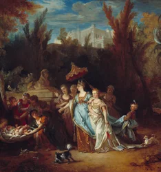 Detalje af maleriet "" Moses redder vandet""". Maleri af Nicolas De Largilliere (1656-1746)