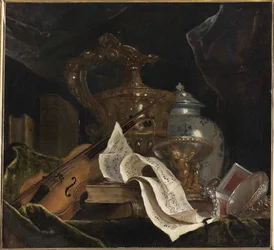 Stilleben med musikinstrument, 1695-1700.