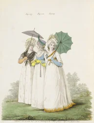 Morgenkjoler, figner. 107, 108 og 109 fra Nikolaus Heideloffs `Gallery of Fashion