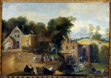 Le vannage du grain Painting by Nicolo dell "Abatedani