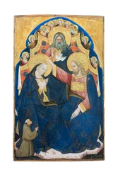 Jomfruens kroning med en donor fra franciskanerordenen, aktiv i Venedig 1394-1427