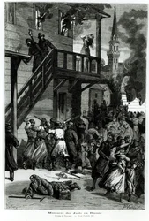 Slagtning af jøderne i Rusland, indgraveret af Gustave Voulquin (fl.1880-90) fra Le Journal Illustre, juni 1881 (bw foto)