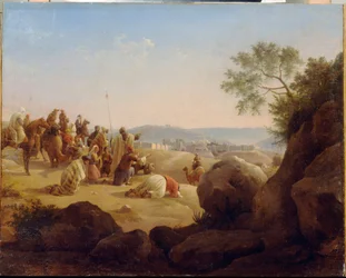 Les pelerins devant Jerusalem (Israel). Maleri af Nikanor Grigorievich Chernetsoff