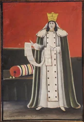 Reine Tamar (Thamar) de Georgie (Ga60-1213) - Dronning Tamar per Pirozmani (Pirozmanashvili), Nik (1862-1918). Olie og pap, størrelse: 90x70