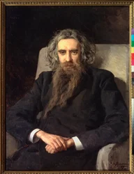 Portrait du philosophe et ecrivain Vladimir Solovyov (Soloviev, Solovev) (1853-1900) (Portræt af filosoffen og forfatteren Vladimir Solovyov) - Peinture de Nikolai Alexandrovich Yaroshenko (Yarochenko) (1846-1898), olie på lærred