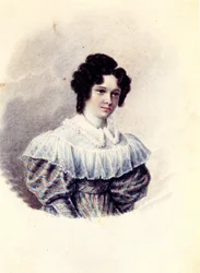Portræt af Alexandra Ivanovna Davydova 1802-1895, kone til Decembrist Vasily Davydov, 1830-1839