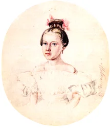 Portræt af Olga Annenkova, datter af Decembrist Iwan Annenkow, 1836